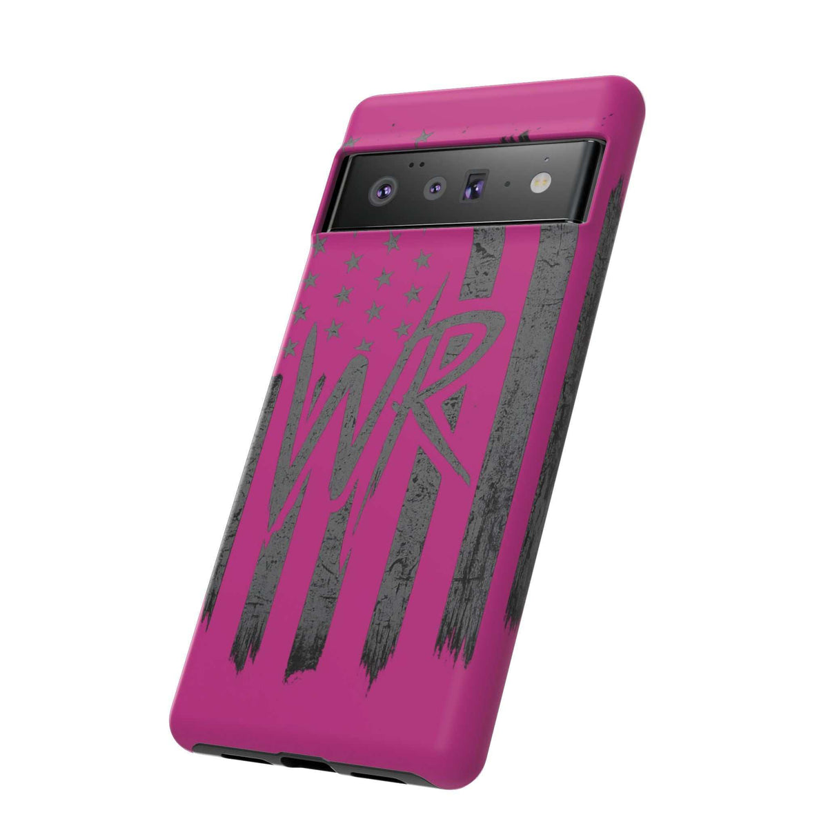 Pink 'WR' Flag Tough Phone Case by Printify, featuring durable design and vibrant flag graphics on a protective shell.