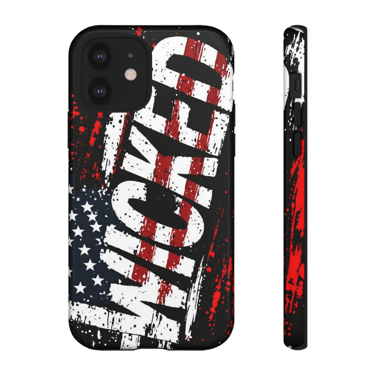 Distressed American flag phone case featuring "VETERAN" graphic by Printify, offering rugged patriotic protection.
